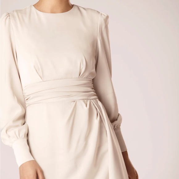 Veiled Collection Anabelle Pleated Waist Ruffle Maxi Dress in Sand Dollar - Picture 3 of 4